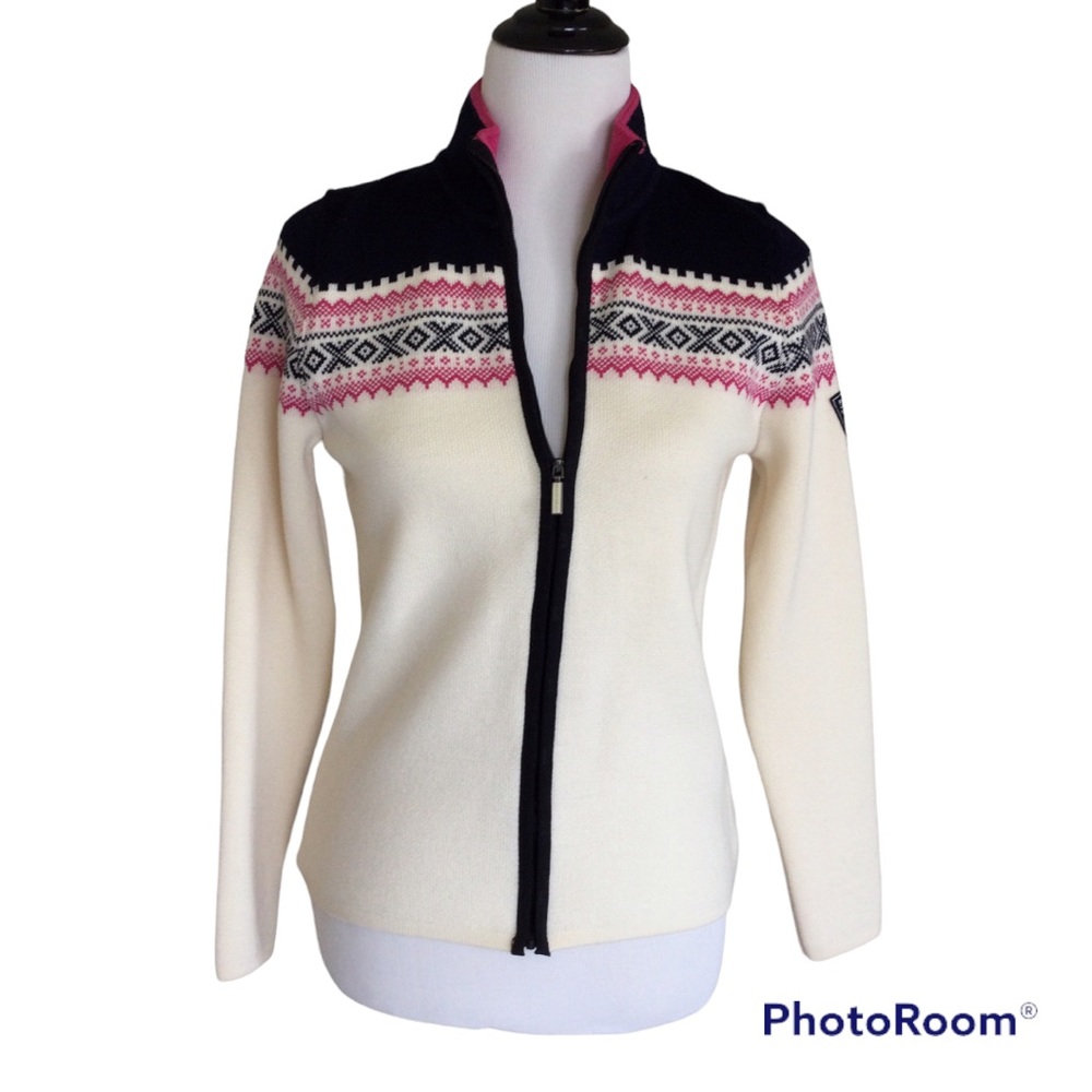 Dale of Norway Kongsvollen Full Zip Cardigan Rare w/ Aspen Patch Merino Wool